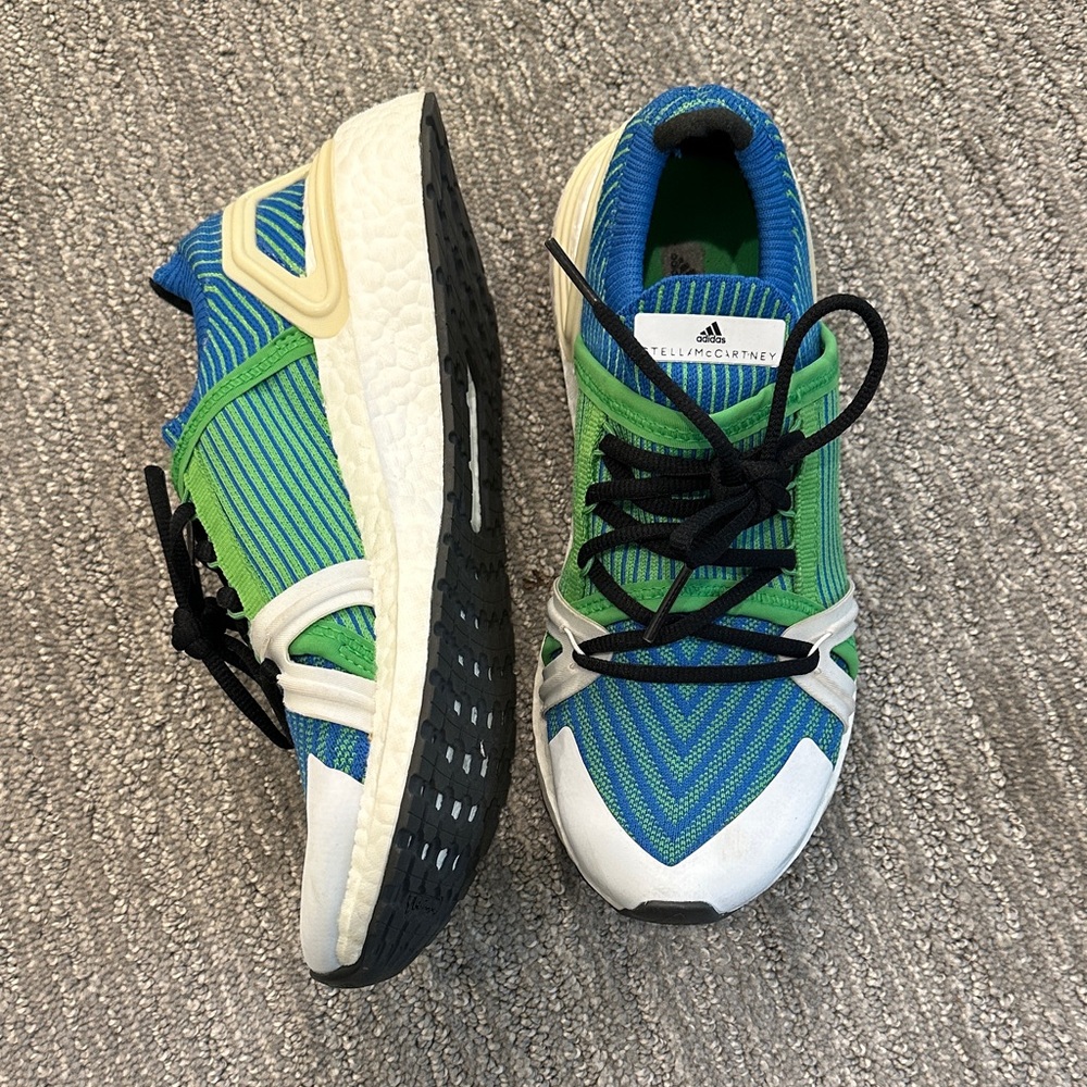 adidas X Stella McCartney Green and Blue Ultraboost 20 Knit Athletic Sneakers - Picture 2 of 5